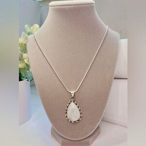 NWT 925 Sterling silver Plated moonstone  pendant and necklace. Fashion Jewerly